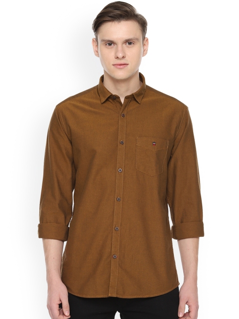 Louis Philippe Sport Men Brown Tight Slim Fit Solid Casual Shirt