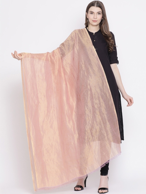SHINGORA Women Peach-Coloured Woven Design Antimicrobial Dupatta