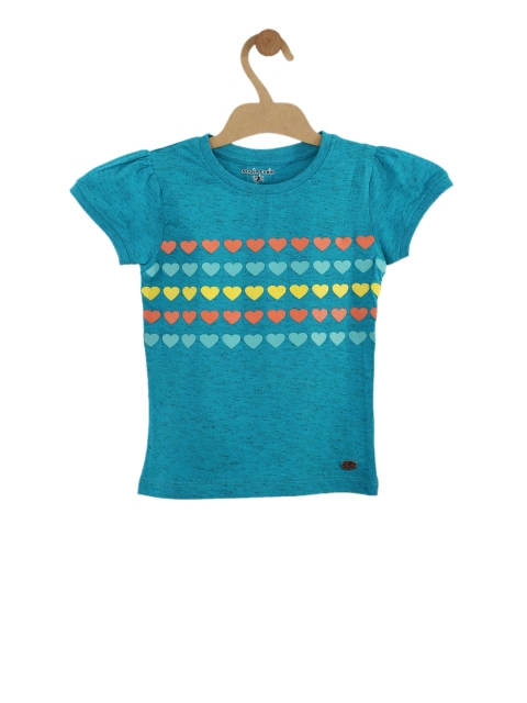 Stupid Cupid Girls Blue Printed Top