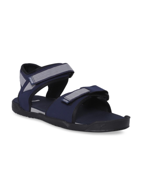 Puma Men Navy Blue & Grey Colourblocked Sports Sandals