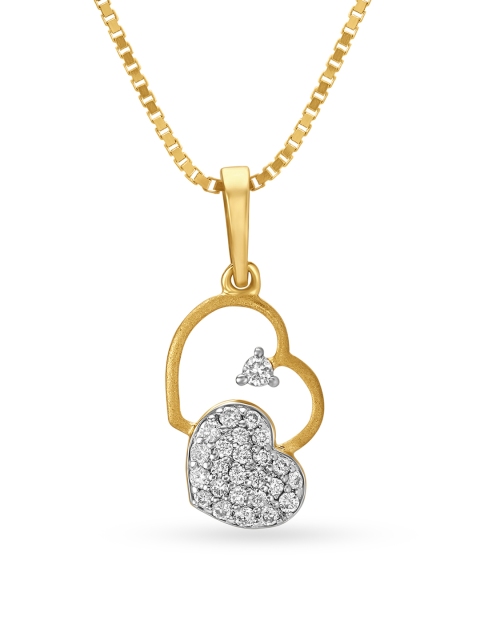 Mia by Tanishq 14KT Yellow Gold Diamond Pendant with Heart Design