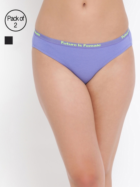 Clovia Women Pack of 2 Solid Bikini Briefs COMPNC684XL, Multi