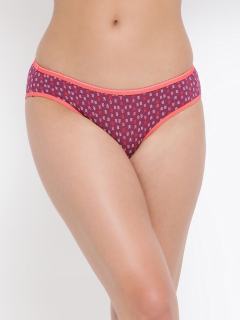 Clovia Women Purple Printed Bikini Briefs PN3282P15XL