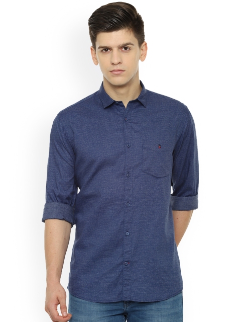 Louis Philippe Sport Men Blue & Grey Slim Fit Printed Casual Shirt