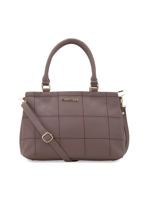 Lapis O Lupo Women Peach-Coloured Checked Handheld Bag