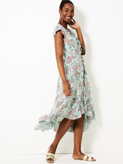 Marks & Spencer Women Multicoloured Wrap Dress, Multi