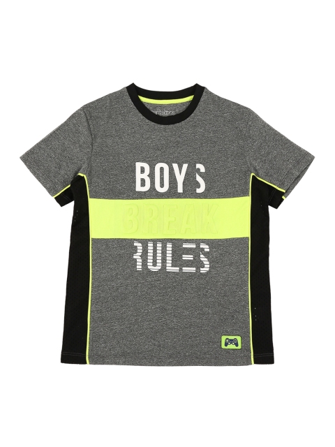 Pantaloons Junior Boys Grey Printed Round Neck Pure Cotton T-shirt