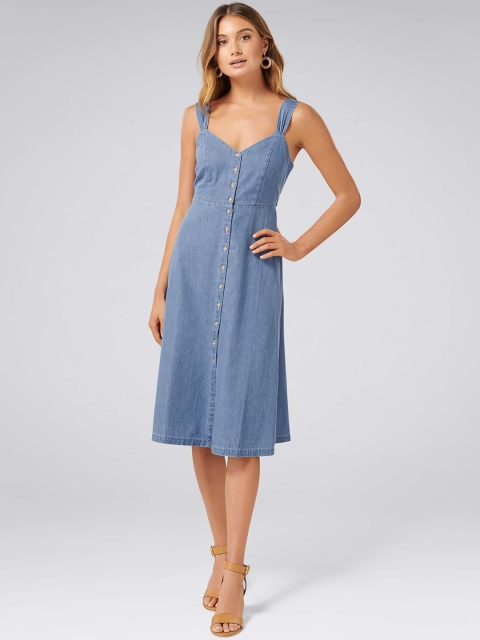 Forever New Women Blue A-Line Dress
