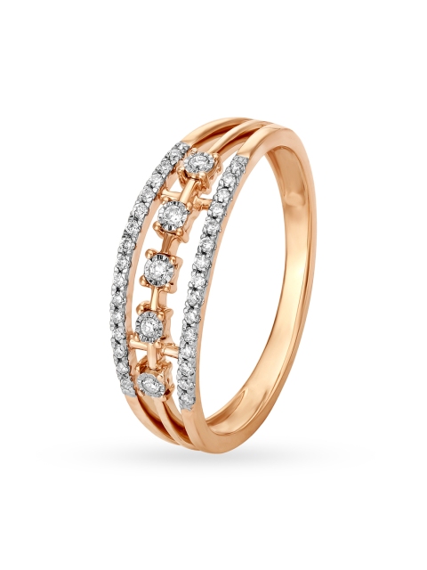 Mia by Tanishq 14KT Rose Gold Diamond Finger Ring, White