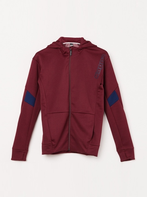 Kappa Boys Maroon Solid Hooded Sweatshirt
