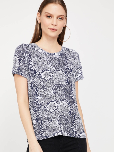Fame Forever by Lifestyle Women Navy Blue Printed Top