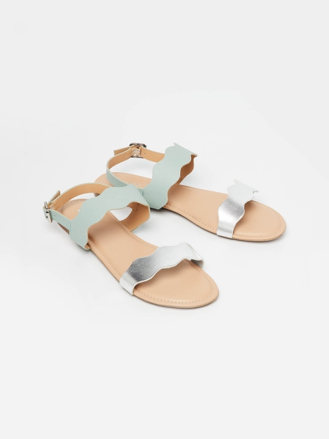 Ginger by Lifestyle Women Green Solid Open Toe Flats