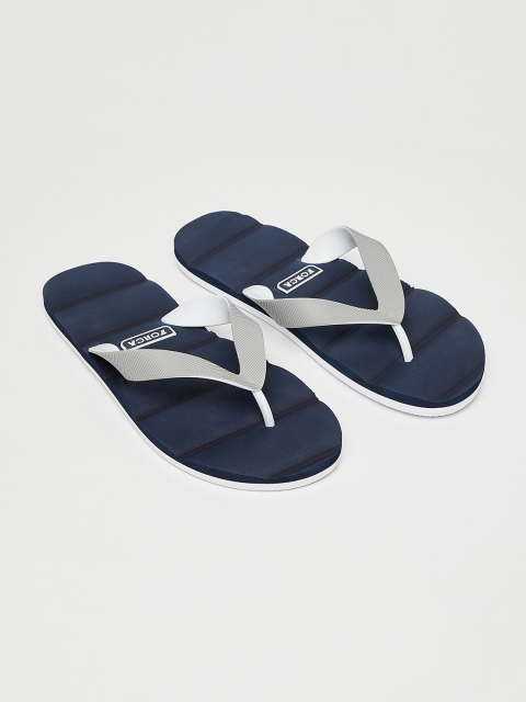 Forca by Lifestyle Men Navy Blue & Off-White Solid Thong Flip-Flops