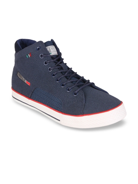 Carrera Men Navy Blue Solid Mid-Top Sneakers