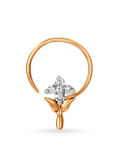 Mia by Tanishq Women 14KT Rose Gold Diamond Nose Pin