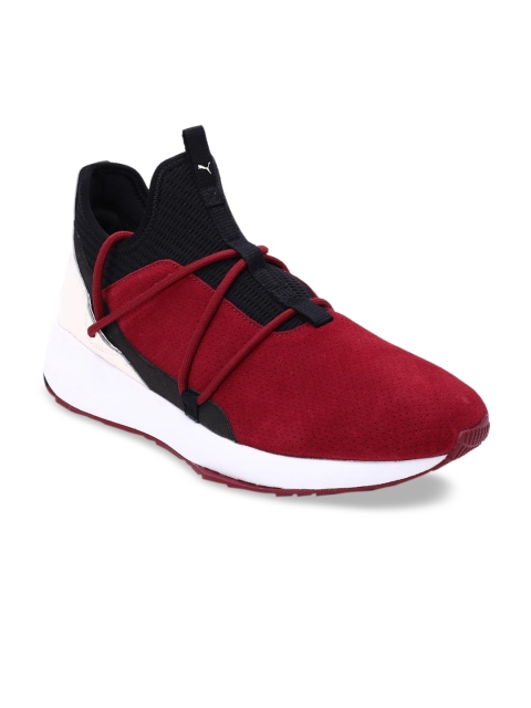 PUMA Motorsport Unisex Maroon & White Colourblocked SF Evo Cat II Suede LS Rhubarb Suede Sneakers