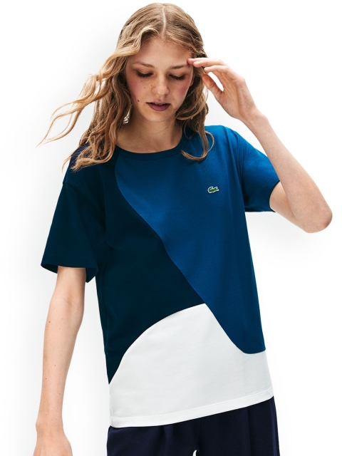 Lacoste Women Multicoloured Colourblocked Round Neck T-shirt, Multi