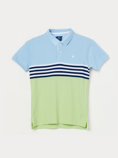 Fame Forever by Lifestyle Boys Blue & Green Colourblocked Polo Collar T-shirt
