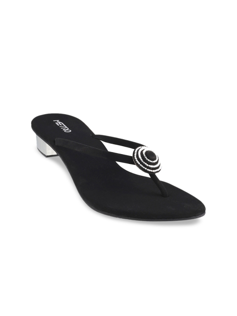 Metro Women Black Solid Heels
