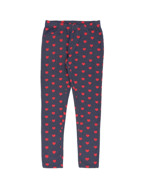 Pantaloons Junior Girls Navy Blue Printed Jeggings