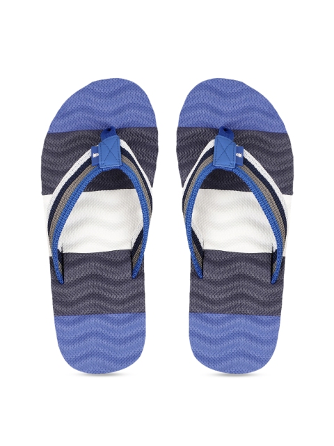 United Colors of Benetton Men Blue & White Colourblocked Thong Flip-Flops