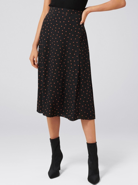 Forever New Women Black Printed A-Line Skirt
