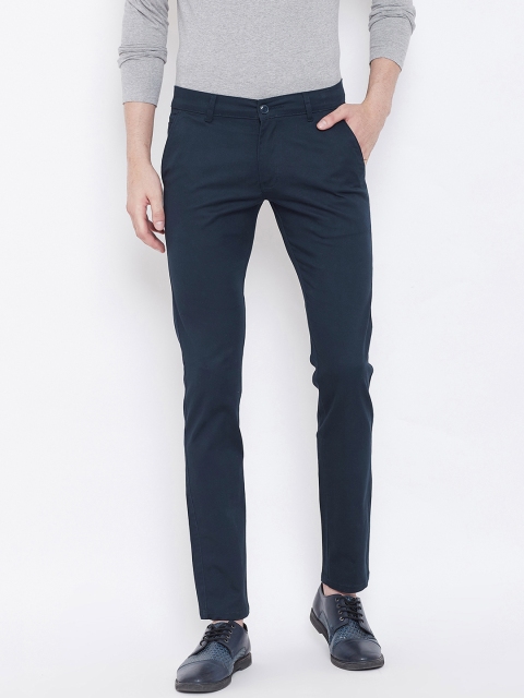 The Dry State Men Navy Blue Loose Fit Solid Regular Trousers