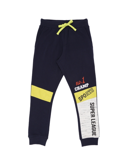 Pantaloons Junior Boys Navy Blue Printed Slim-Fit Joggers