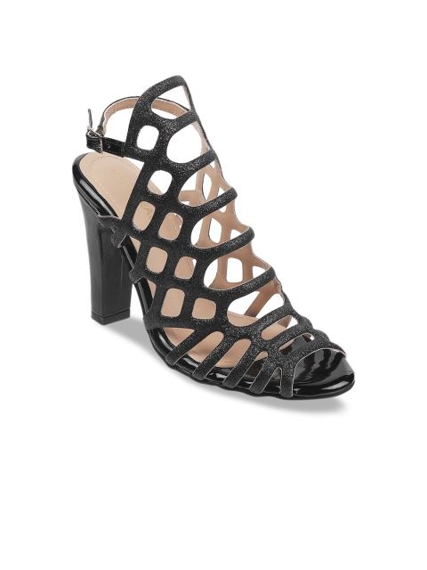 SOLE HEAD Women Black Solid Gladiators