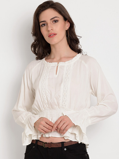 TAG 7 Women White Self Design Cinched Waist Top
TAG 7 Women White Self Design Cinched Waist Top