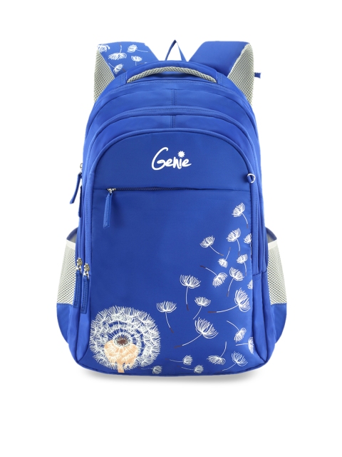 Genie Girls Blue Printed 17 inches Medium Backpack