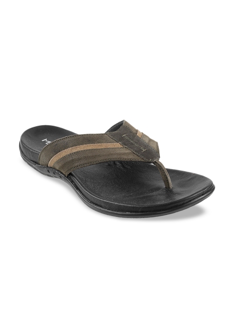 Metro Men Green Leather Comfort Sandals
