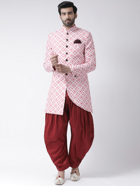Hangup Men White & Pink Printed Sherwani
Hangup Men White & Pink Printed Sherwani
