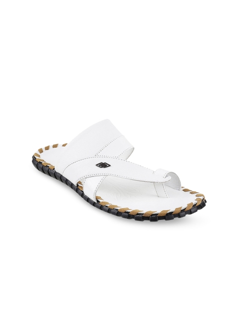 Metro Men White Leather Comfort Sandals