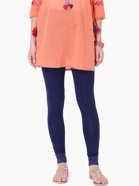 Melange by Lifestyle Women Navy Blue Solid Leggings