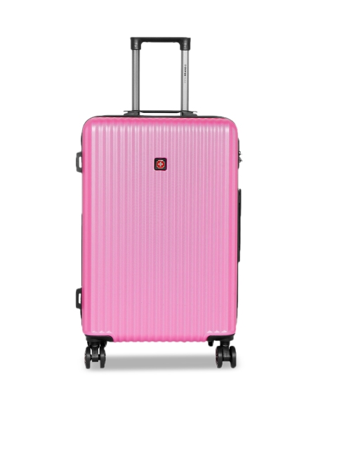 Swiss Brand Riga Pink Hard Side Medium Trolley Bag