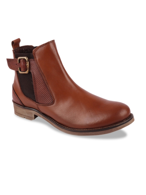 FAUSTO Men Tan Brown Leather Flat Boots