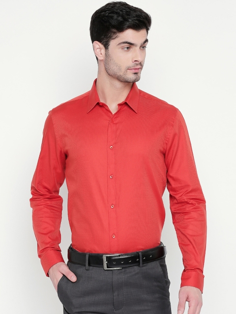 RICHARD PARKER by Pantaloons Men Red Slim Fit Solid Party Shirt