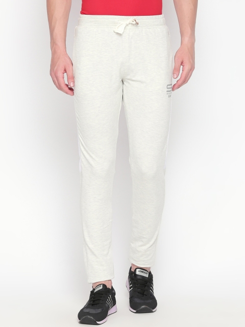 Beevee Men Off-White Solid Straight-Fit Track Pants