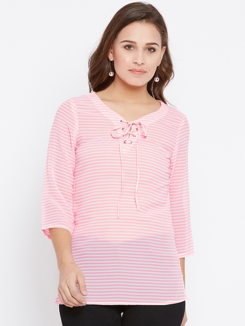 AASK Women Pink Candy Stripe Top