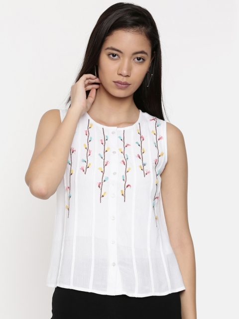 Chumbak Women White Printed A-Line Top