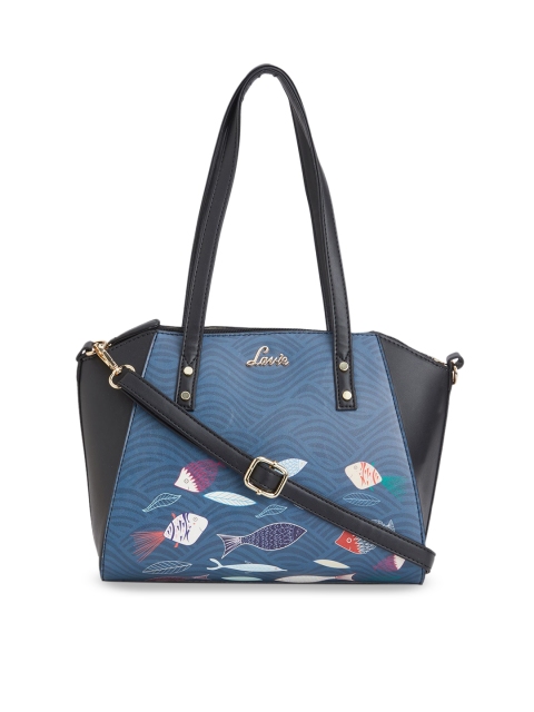 Lavie Women Black & Blue Printed Shoulder Bag