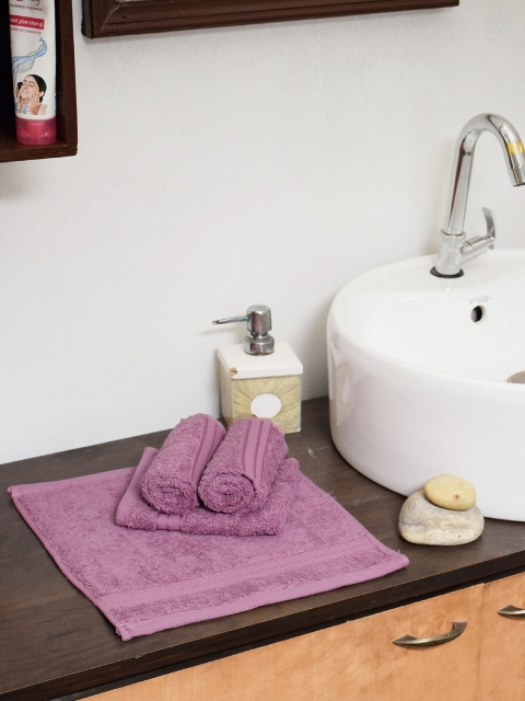 Avira Home Set of 4 Purple 600 GSM Cotton Face Towels