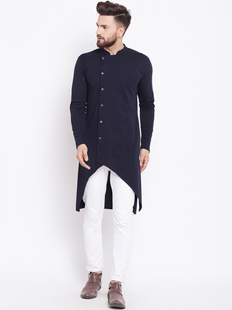 CHILL WINSTON Men Navy Blue Solid Straight Kurta