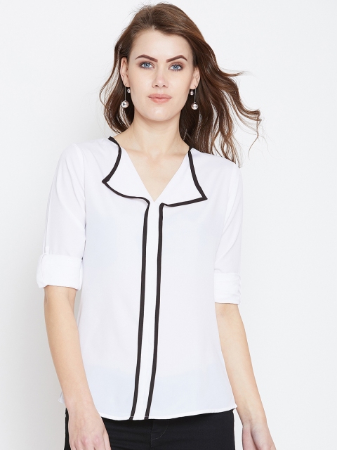 Berrylush Women White Solid Top