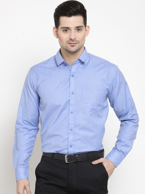 CAMIER Men Blue Classic Regular Fit Solid Formal Shirt