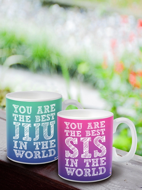 Archies White 2-Pieces Printed Ceramic Cups Set