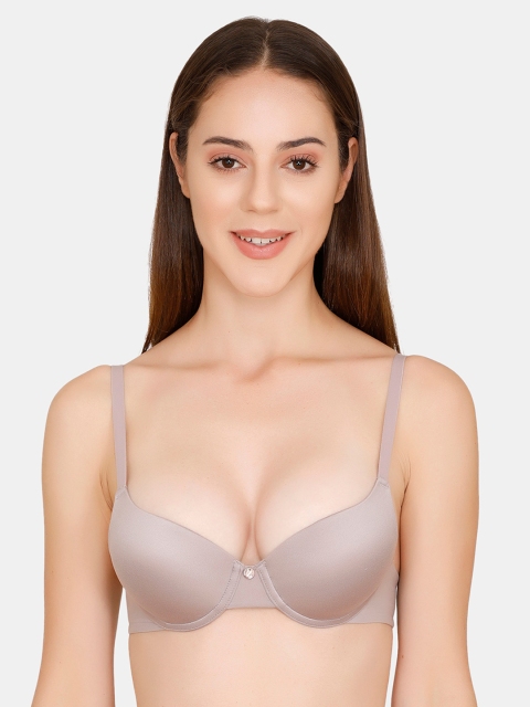Zivame Grey Solid Underwired Lightly Padded Push-Up Bra ZI1778COREEPURP