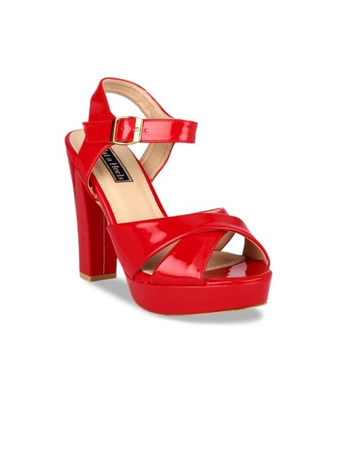 Flat n Heels Women Red Solid Heels