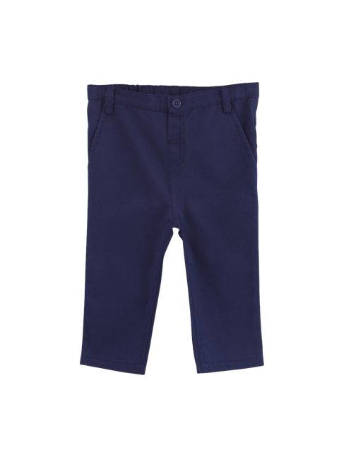 Beebay Boys Navy Blue Regular Fit Solid Regular Trousers